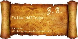 Zalka Nándor névjegykártya